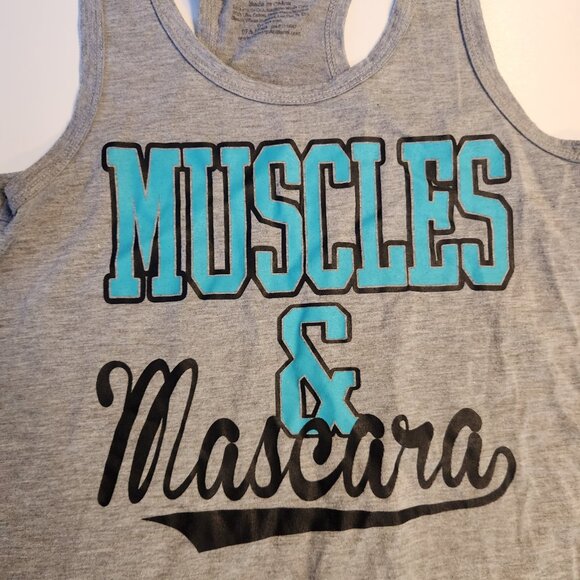 Chin Up Muscles & Mascara Tank Top Racerback Workout Gym‎ Activewear Small - Picture 2 of 7